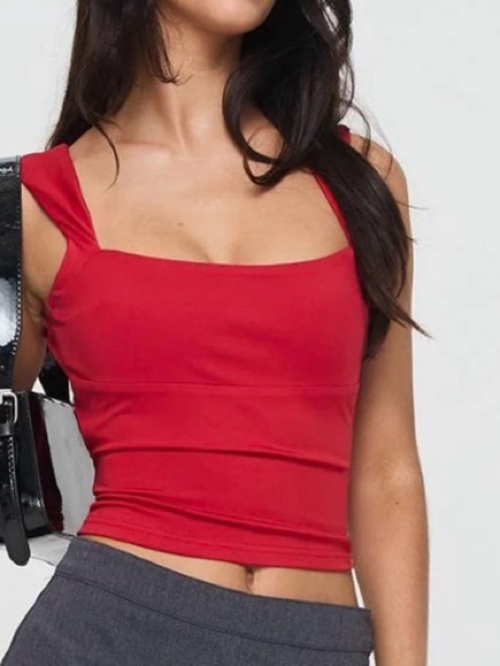 Princess Polly Red Square-Neck Crop Tank